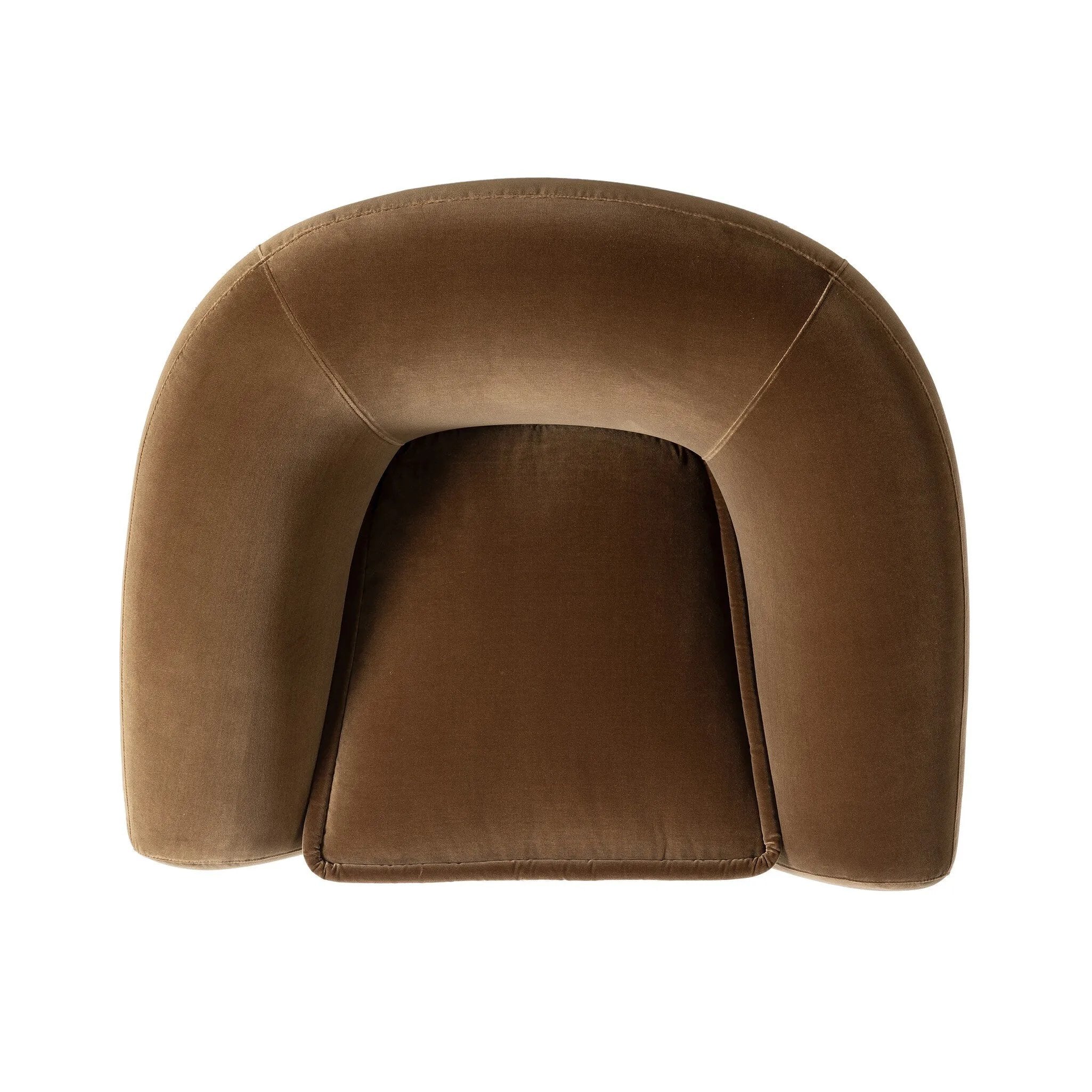 Inspired by French modernism with a nod to Jean Royere's design classic, the Polaire. Our take is defined by exaggerated curves, tapered arms and oversized welt detailing along the reversible seat cushion for a tailored look, finished with a 360-degree swivel. Amethyst Home provides interior design, new home construction design consulting, vintage area rugs, and lighting in the Scottsdale metro area.