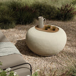 Simple, inflated shaping gets a textural upgrade on this outdoor ottoman, with boucle fabric all over on top of a pedestal base. Cover or store inside during inclement weather and when not in use.As lovers of clean aesthetics at Amethyst, we love the optimistic inspired Chip Outdoor Ottoman - Jasper Natural. Amethyst Home provides interior design, new home construction design consulting, vintage area rugs, and lighting in the Alpharetta metro area.