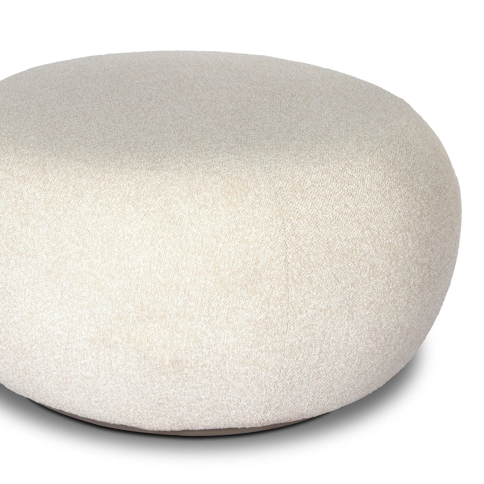 Simple, inflated shaping gets a textural upgrade on this outdoor ottoman, with boucle fabric all over on top of a pedestal base. Cover or store inside during inclement weather and when not in use.As lovers of clean aesthetics at Amethyst, we love the optimistic inspired Chip Outdoor Ottoman - Jasper Natural. Amethyst Home provides interior design, new home construction design consulting, vintage area rugs, and lighting in the Austin metro area.