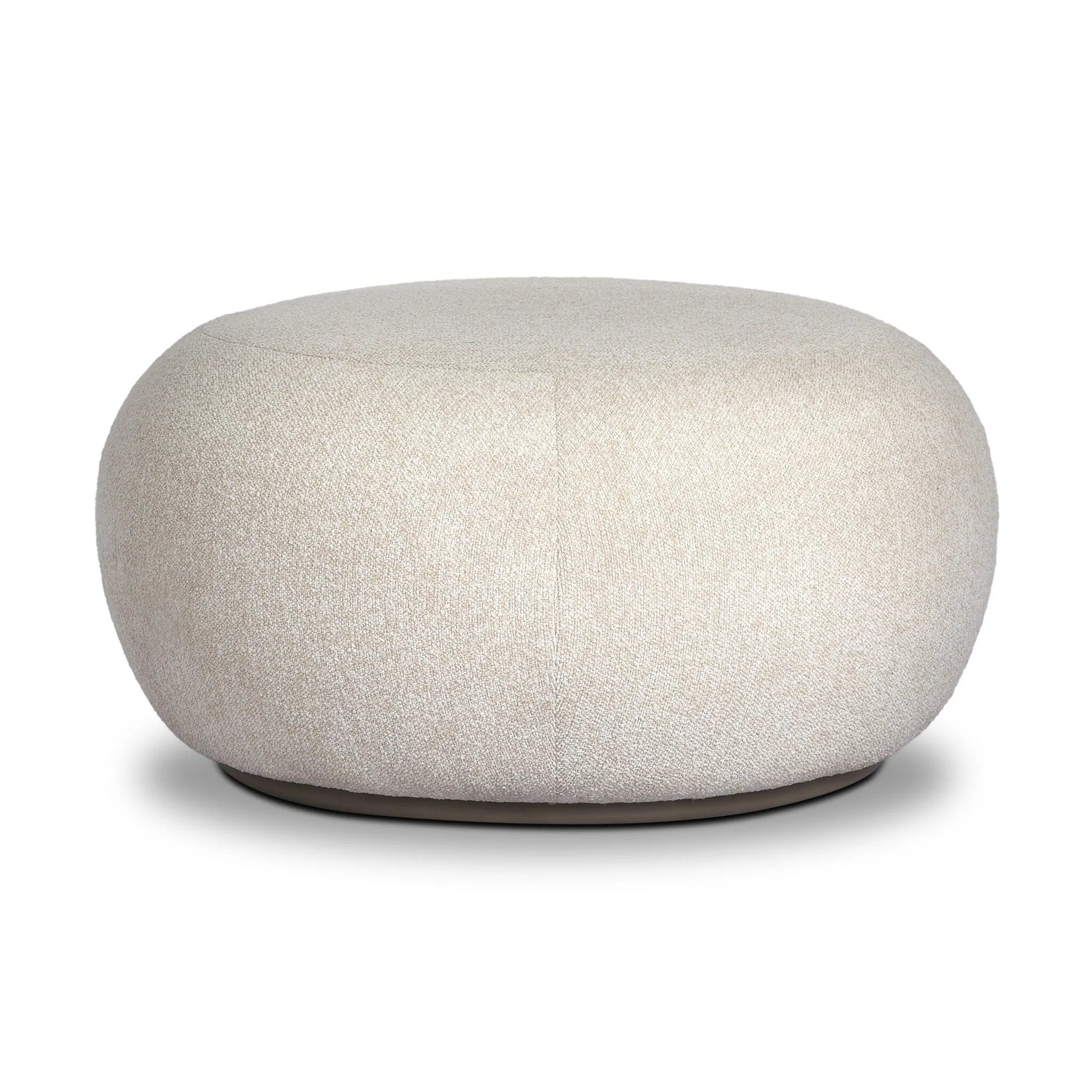Simple, inflated shaping gets a textural upgrade on this outdoor ottoman, with boucle fabric all over on top of a pedestal base. Cover or store inside during inclement weather and when not in use.As lovers of clean aesthetics at Amethyst, we love the optimistic inspired Chip Outdoor Ottoman - Jasper Natural. Amethyst Home provides interior design, new home construction design consulting, vintage area rugs, and lighting in the Des Moines metro area.