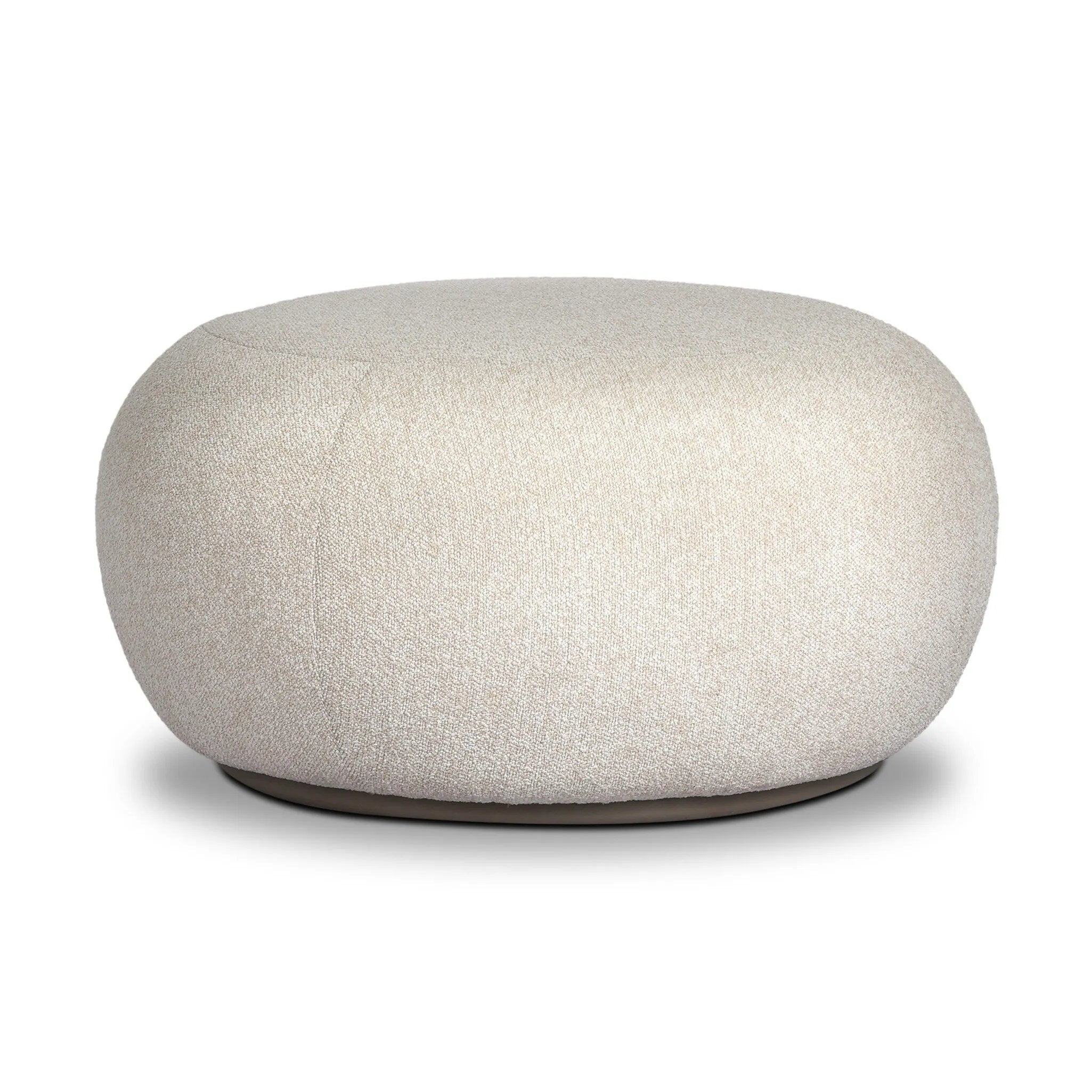 Simple, inflated shaping gets a textural upgrade on this outdoor ottoman, with boucle fabric all over on top of a pedestal base. Cover or store inside during inclement weather and when not in use.As lovers of clean aesthetics at Amethyst, we love the optimistic inspired Chip Outdoor Ottoman - Jasper Natural. Amethyst Home provides interior design, new home construction design consulting, vintage area rugs, and lighting in the Miami metro area.