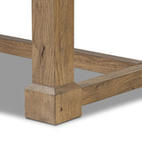 For dinners and buffets, large to small, this extension dining table serves the purpose. A low, trestle base of solid oak and veneers support the rectangular tabletop with a warm, drifted finish. On both ends, breadboard extensions provide the option to expand from 96" to 136" Amethyst Home provides interior design, new home construction design consulting, vintage area rugs, and lighting in the Salt Lake City metro area.