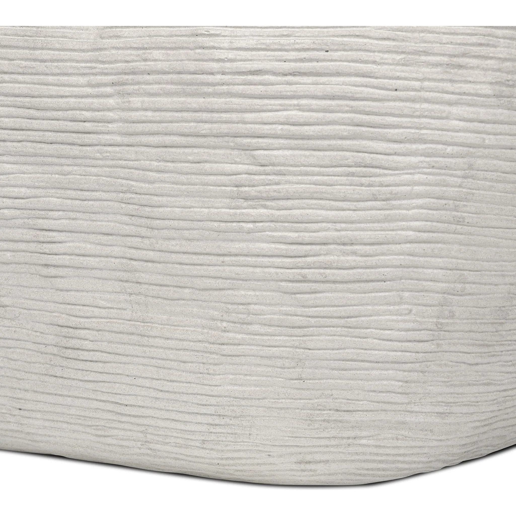 Featuring Cirri Smooth Lunar Concrete Coffee Table by Four Hands at Amethyst Home. Smooth concrete is etched with a linear pattern, bringing an organic look with texture to this block-style coffee table.Overall Dimensions: 31.50"w x 31.50"d x 15.75"hWeight : 112.43 lbsMaterials: Concrete Solid. Amethyst Home provides interior design, new home construction design consulting, vintage area rugs, and lighting in the Alpharetta metro area.