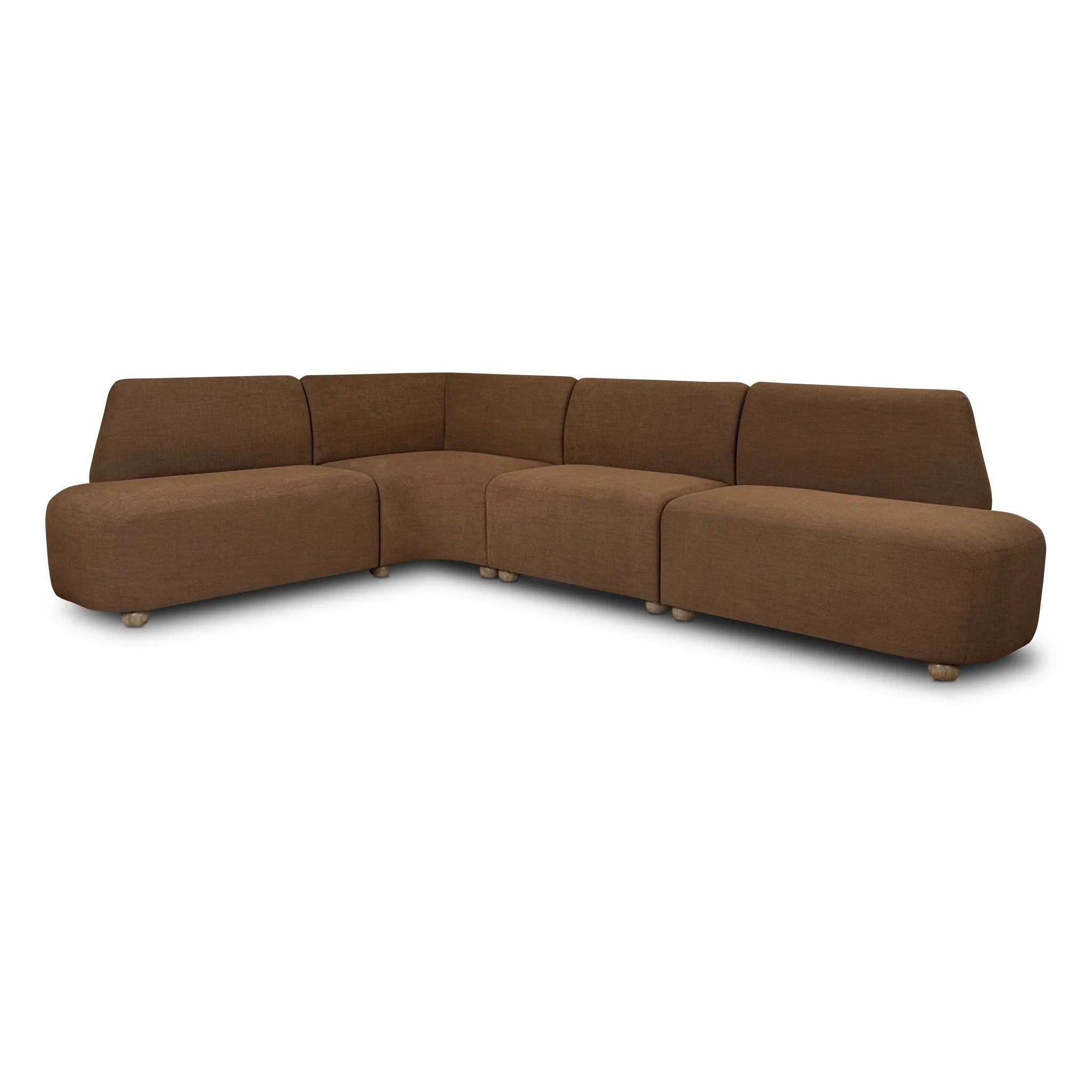 Dramatically shaped and tightly tailored, this rounded dining banquette features soft angles all around. Upholstered in a versatile performance fabric and finished with bun feet beneath. Free of PFAS, soft and easy to clean, Crypton® performance fabric is specially engineered for protection against stains, moisture and odor Amethyst Home provides interior design, new home construction design consulting, vintage area rugs, and lighting in the Park City metro area.