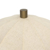 Sculpted Italian taupe marble forms the cylindrical base of this substantial-feeling lamp, topped with a flax-linen dome shade. Fixed with metal boning interior and a brass cylinder finial Amethyst Home provides interior design, new home construction design consulting, vintage area rugs, and lighting in the Houston metro area.