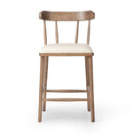 Featuring Colter Antwerp Natural Counter Stool by Four Hands at Amethyst Home. Made from solid ash with an amber finish, this versatile counter stool pairs an airy back with tapered spindles, for a simple, inviting look. A fixed upholstered seat of high-performance fabric adds a smart, comfortable touch. Steam regularly for a crisper fabric look. Performan. Amethyst Home provides interior design, new home construction design consulting, vintage area rugs, and lighting in the Scottsdale metro area.