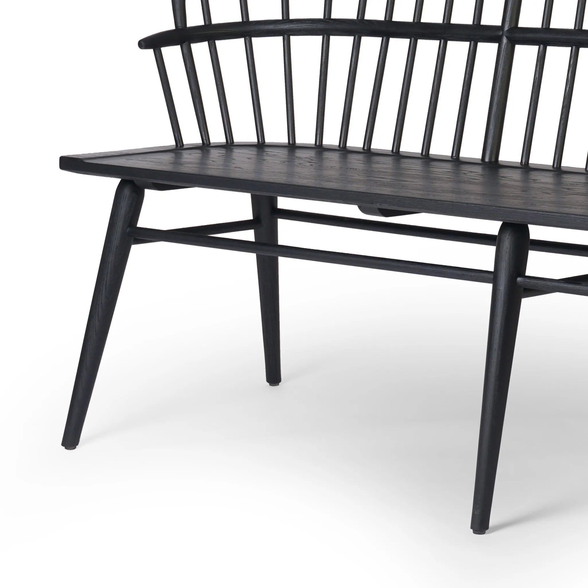 Featuring Connor Black Ash Bench by Four Hands at Amethyst Home. The classic Windsor, modernized. Dining bench of black-finished solid ash features a double-tiered back and finely sculpted frame.Overall Dimensions: 72.00"w x 24.75"d x 35.25"hWeight : 48.50 lbsMaterials: Solid Ash. Amethyst Home provides interior design, new home construction design consulting, vintage area rugs, and lighting in the Salt Lake City metro area.
