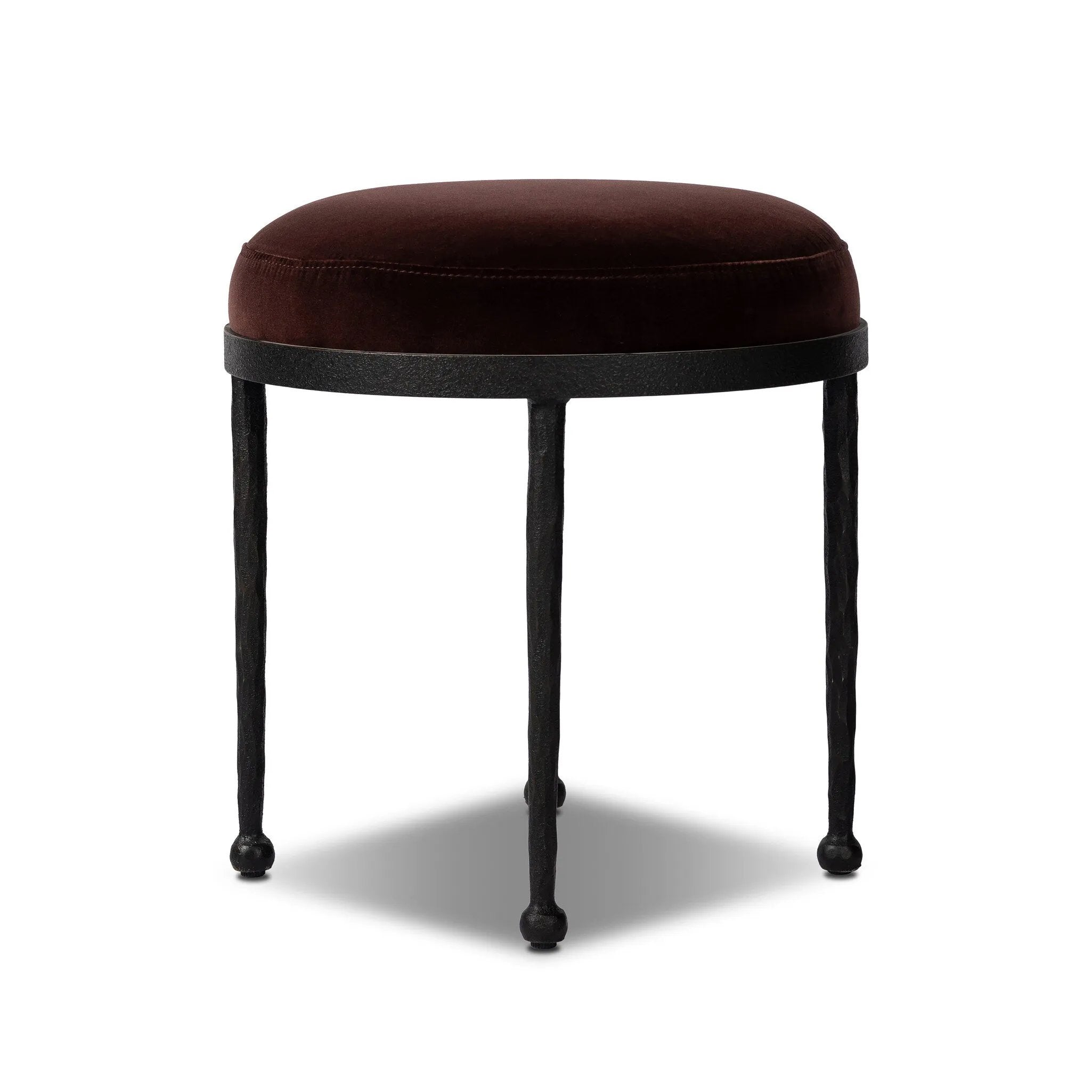 As fans of wabi sabi materials at Amethyst, we love the warm modern inspired Corinne Accent Stool - Surrey Plum. This item pairs well with other brands such as Surya and is perfect for modern homes Amethyst Home provides interior design, new home construction design consulting, vintage area rugs, and lighting in the Kansas City metro area.