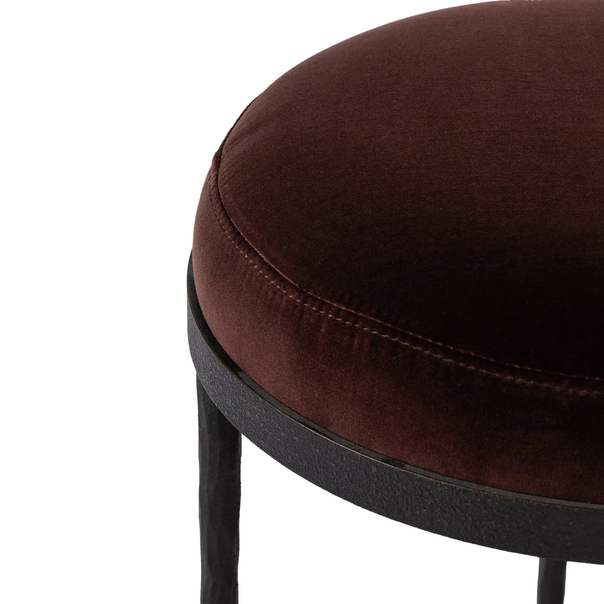 As fans of wabi sabi materials at Amethyst, we love the warm modern inspired Corinne Accent Stool - Surrey Plum. This item pairs well with other brands such as Surya and is perfect for modern homes Amethyst Home provides interior design, new home construction design consulting, vintage area rugs, and lighting in the Laguna Beach metro area.