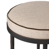 Featuring Corinne Alcala Taupe Bar + Counter Stool by Four Hands at Amethyst Home. Hammered iron legs with ball-shaped foot details elevate this simply shaped bar stool. A round, cushioned seat upholstered in performance fabric offers a clean, inviting look. Performance fabrics are specially created to withstand spills, stains, high traffic and wear, ensur. Amethyst Home provides interior design, new home construction design consulting, vintage area rugs, and lighting in the Des Moines metro area.