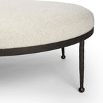 Featuring Corinne Crete Pebble Cocktail Ottoman by Four Hands at Amethyst Home. Place this round ottoman just about anywhere for a subtle retro vibe. Upholstered in a faux Mongolian shearling with a high pile fur. Parawood legs are wirebrushed for a warm, vintage feel.Overall Dimensions: 65.00"w x 35.00"d x 16.00"hWeight : 70.55 lbsMaterials: 100% Harmolan P. Amethyst Home provides interior design, new home construction design consulting, vintage area rugs, and lighting in the Portland metro area.