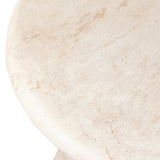 Soft curves define this classic pedestal-style outdoor end table. Cast concrete is finished with a natural water transfer finish meant to mimic natural veined marble. Cover or store inside during inclement weather and when not in use. Amethyst Home provides interior design, new home construction design consulting, vintage area rugs, and lighting in the Alpharetta metro area.
