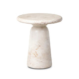 Soft curves define this classic pedestal-style outdoor end table. Cast concrete is finished with a natural water transfer finish meant to mimic natural veined marble. Cover or store inside during inclement weather and when not in use. Amethyst Home provides interior design, new home construction design consulting, vintage area rugs, and lighting in the Nashville metro area.