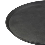 Simply sophisticated. Finished in a polished black, a solid turned marble base supports a tray-style tabletop of hammered grey aluminum, spurring a luxe look with natural movement Amethyst Home provides interior design, new home construction design consulting, vintage area rugs, and lighting in the Austin metro area.