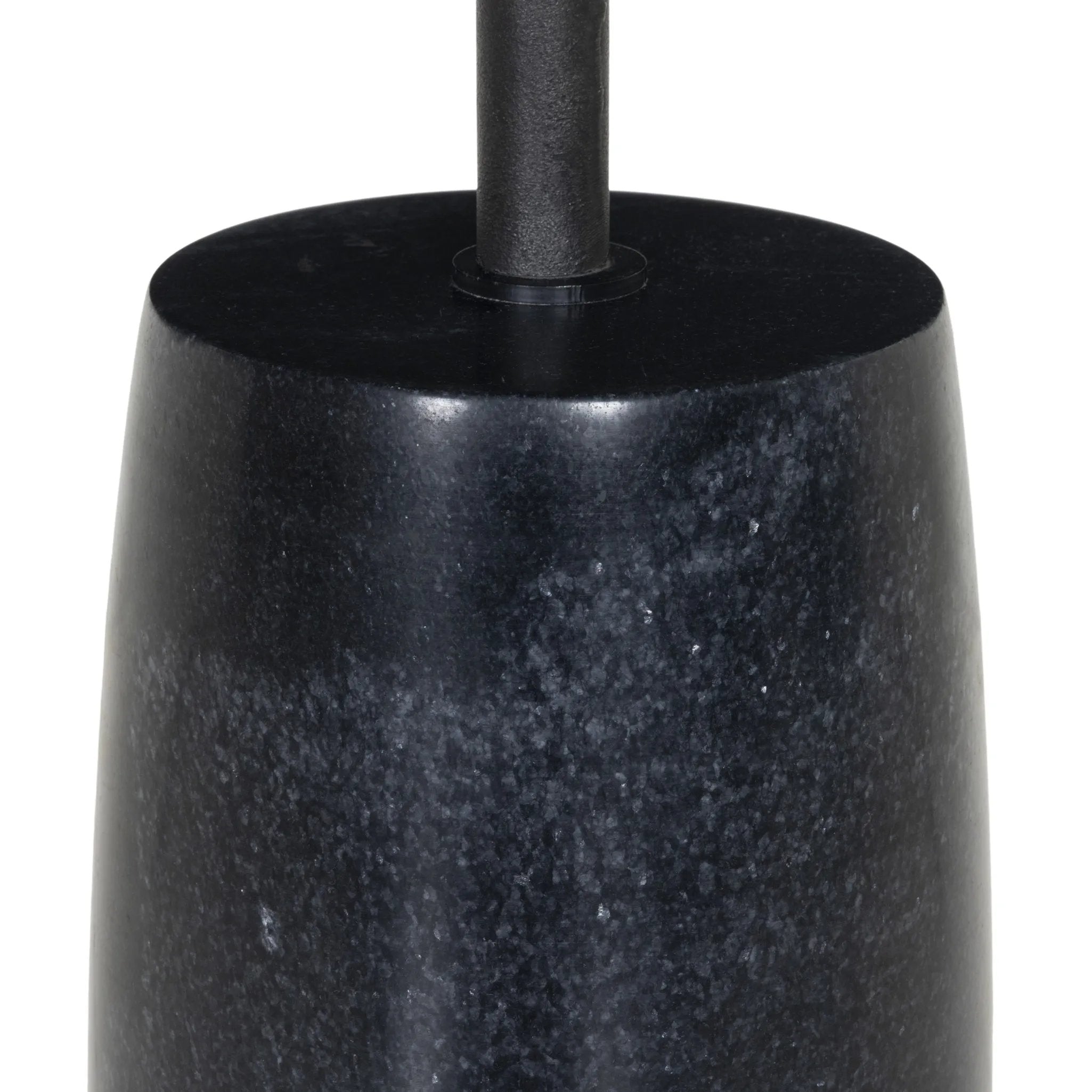 Simply sophisticated. Finished in a polished black, a solid turned marble base supports a tray-style tabletop of hammered grey aluminum, spurring a luxe look with natural movement Amethyst Home provides interior design, new home construction design consulting, vintage area rugs, and lighting in the Monterey metro area.