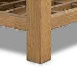 A light, clean storage look inspired by Japanese tea houses. Crafted of aged natural oak with cross lap joinery, lower shelving brings even more storage to the whole piece Amethyst Home provides interior design, new home construction design consulting, vintage area rugs, and lighting in the Alpharetta metro area.