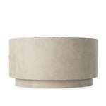 This outdoor fire table is a welcoming centerpiece designed for gathering. Made from glass-reinforced concrete, each piece is naturally finished with deep tones of pewter and dark grey. The monolithic shape is completed with lavastones in the center, bringing together a bold, monochromatic look. Amethyst Home provides interior design, new home construction design consulting, vintage area rugs, and lighting in the Miami metro area.