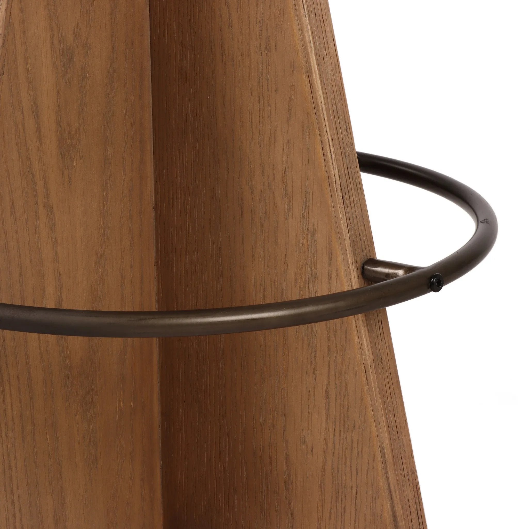 Featuring Damon Durham Cream Swivel Bar + Counter Stool by Four Hands at Amethyst Home. A gorgeous silhouette -- the Damon stool is an Amethyst fave.
Large angular panels merge to form a geometrically inspired base in this modern counter stool. The circle metal ring around the base serves as a footrest, while the round upholstered cushion provides comfortable s. Amethyst Home provides interior design, new home construction design consulting, vintage area rugs, and lighting in the Miami metro area.