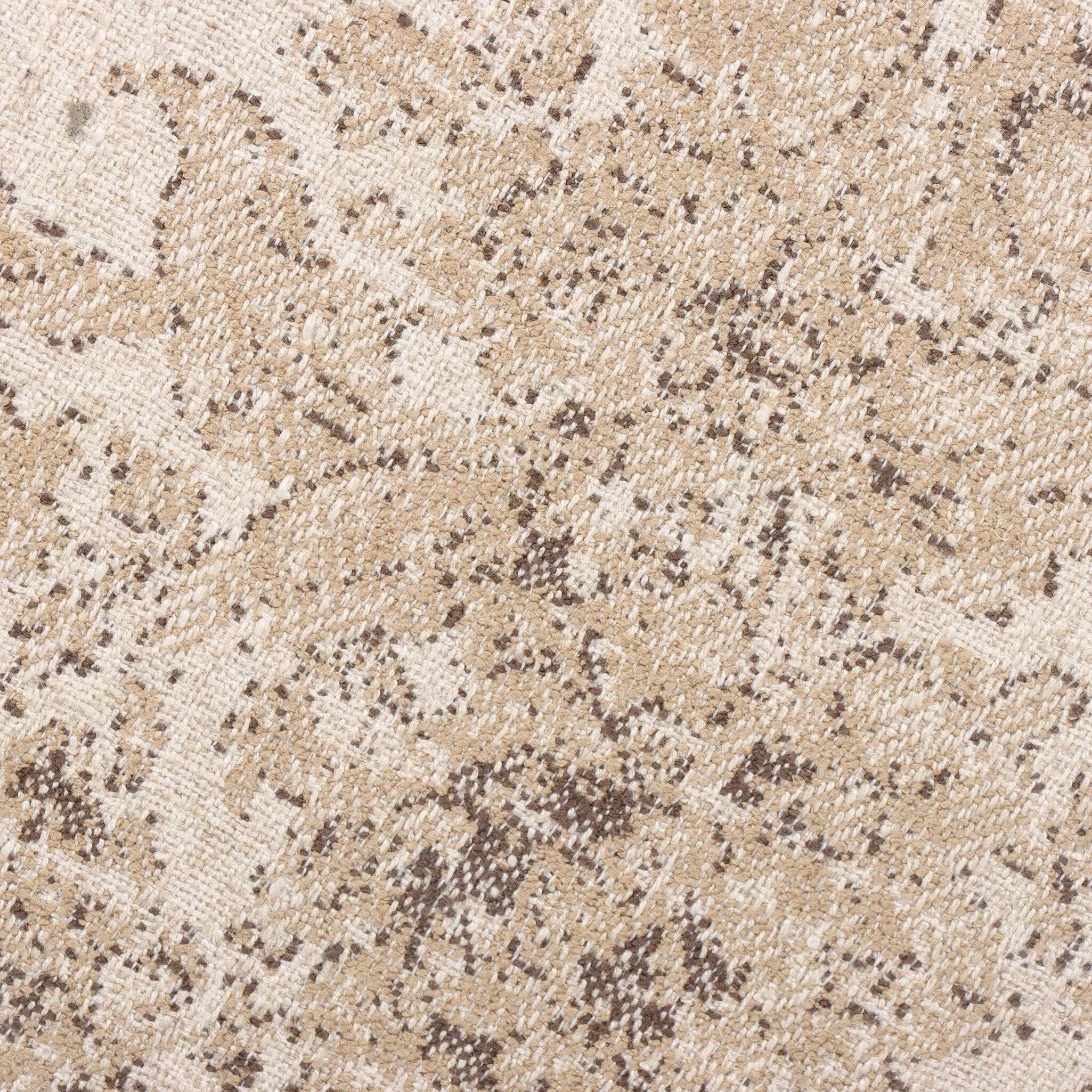 Large angular panels merge to form a geometrically inspired base in this modern counter stool. The circle metal ring around the base serves as a footrest, while the round upholstered cushion provides comfortable seating. The 360-degree swivel function adds versatility, and the combination of wood, metal, and fabric evoke a mixed material moment Amethyst Home provides interior design, new home construction design consulting, vintage area rugs, and lighting in the Boston metro area.