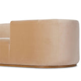 Featuring Deandra Surrey Camel Tete A Tete Chaise by Four Hands at Amethyst Home. Modern European inspiration and plush curves come head to head in this stylish chaise. Upholstered in a soft cotton/poly blend fabric that feels both casual and elevated. A base of Rosa Morada wood grounds the entire piece.Overall Dimensions: 90.50"w x 38.00"d x 29.00"hWeig. Amethyst Home provides interior design, new home construction design consulting, vintage area rugs, and lighting in the Laguna Beach metro area.