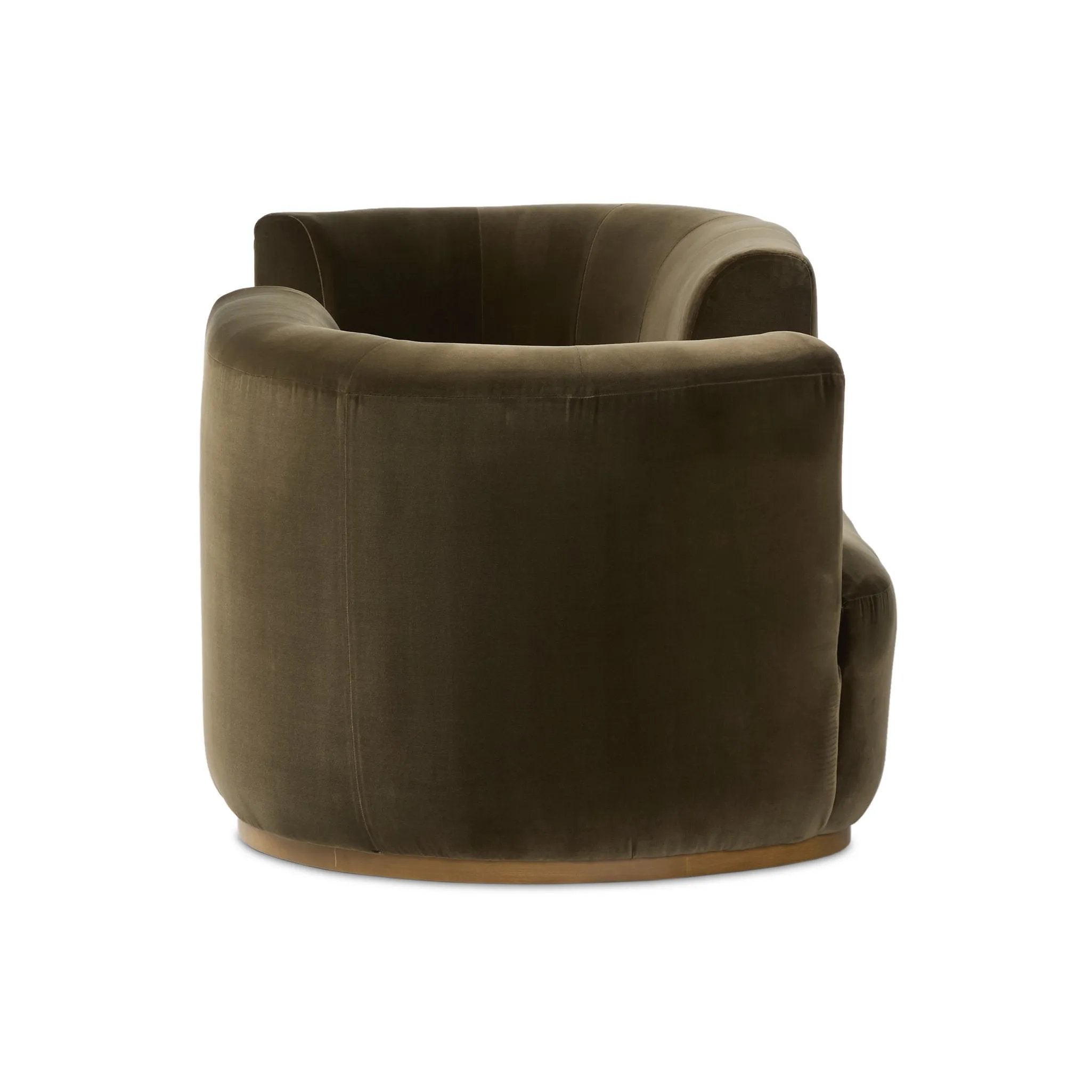 Featuring Deandra Surrey Olive Tete A Tete Chaise by Four Hands at Amethyst Home. Modern European inspiration and plush curves come head to head in this stylish chaise. Upholstered in a soft cotton/poly blend fabric that feels both casual and elevated. A base of Rosa Morada wood grounds the entire piece.Overall Dimensions: 90.50"w x 38.00"d x 29.00"hWei. Amethyst Home provides interior design, new home construction design consulting, vintage area rugs, and lighting in the Newport Beach metro area.