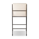 European inspiration gives streamlined character to this high-back metal-framed stool. Slim, bent metal detail and tapered feet add interesting elements. Supported with upholstered seating in snow-white Crypton® performance fabric. Crypton® performance fabric is specially engineered for protection against stains, moisture and odor Amethyst Home provides interior design, new home construction design consulting, vintage area rugs, and lighting in the Los Angeles metro area.