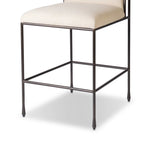 European inspiration gives streamlined character to this high-back metal-framed stool. Slim, bent metal detail and tapered feet add interesting elements. Supported with upholstered seating in snow-white Crypton® performance fabric. Crypton® performance fabric is specially engineered for protection against stains, moisture and odor Amethyst Home provides interior design, new home construction design consulting, vintage area rugs, and lighting in the Newport Beach metro area.