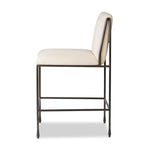 European inspiration gives streamlined character to this high-back metal-framed stool. Slim, bent metal detail and tapered feet add interesting elements. Supported with upholstered seating in snow-white Crypton® performance fabric. Crypton® performance fabric is specially engineered for protection against stains, moisture and odor Amethyst Home provides interior design, new home construction design consulting, vintage area rugs, and lighting in the San Diego metro area.