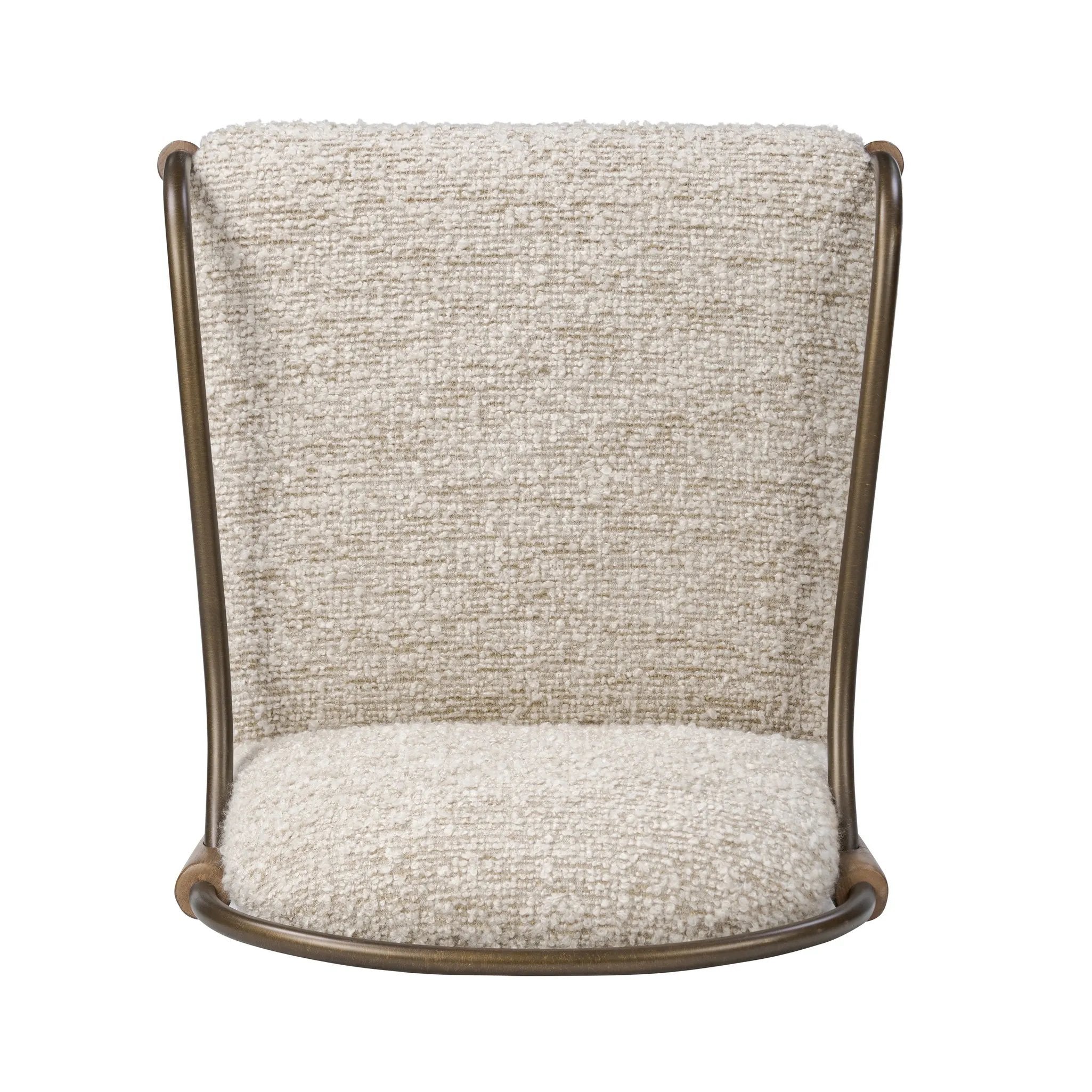 A tribute to traditional artistry and found pieces, this bar stool fluidly combines ash and burnished brass to frame a comfortable S-spring seat. Finished in heavy boucle-like upholstery that features a subtle linear pattern for added depth — creating a luxe, inviting feel. A design collaboration by Amber Lewis and Four Hands. Amethyst Home provides interior design, new home construction design consulting, vintage area rugs, and lighting in the Houston metro area.