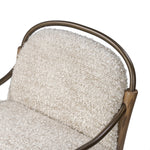 A tribute to traditional artistry and found pieces, this bar stool fluidly combines ash and burnished brass to frame a comfortable S-spring seat. Finished in heavy boucle-like upholstery that features a subtle linear pattern for added depth — creating a luxe, inviting feel. A design collaboration by Amber Lewis and Four Hands. Amethyst Home provides interior design, new home construction design consulting, vintage area rugs, and lighting in the Miami metro area.