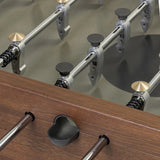 Streamlined for fun. This foosball table features a concrete playing surface and distinctly detailed players in cast aluminum. Rounded square wooden handles and cylindrical metal score counters tie together the sleek, industrial look of this foosball table, finished with tapered cast aluminum legs. Amethyst Home provides interior design, new home construction design consulting, vintage area rugs, and lighting in the Park City metro area.