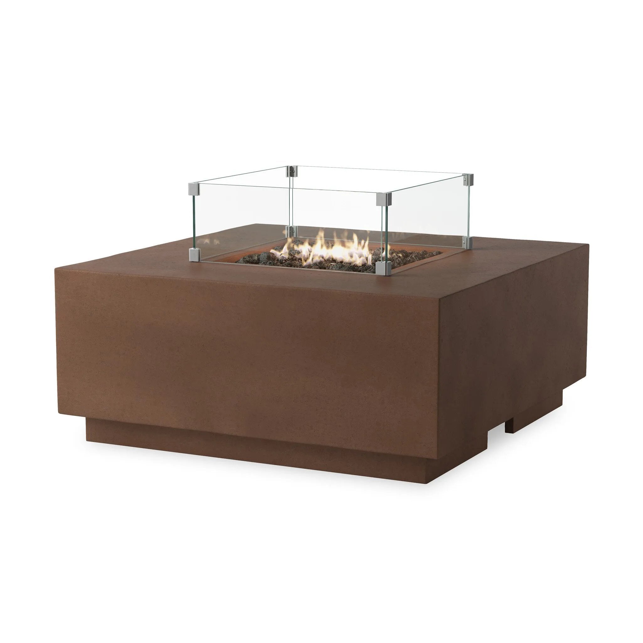 Designed for use in residential and hospitality spaces, this tempered glass wind guard kit is designed to fit the outline shape of the Donovan Outdoor Fire Table. It protects the fire from waning in the wind. Refer to included assembly instructions for correct installation. Amethyst Home provides interior design, new home construction design consulting, vintage area rugs, and lighting in the Dallas metro area.