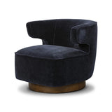 Featuring Dottie Monte Navy Swivel Chair by Four Hands at Amethyst Home. The continuous form of this swivel chair creates a sleek look that elevates everyday seating. Upholstered in navy wool blend, its sleek design is complemented by a 360-degree swivel and pedestal base of solid parawood for a mixed media moment. Overall Dimensions: 29.00"w x 33.75"d x 27. Amethyst Home provides interior design, new home construction design consulting, vintage area rugs, and lighting in the Calabasas metro area.