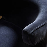 Featuring Dottie Monte Navy Swivel Chair by Four Hands at Amethyst Home. The continuous form of this swivel chair creates a sleek look that elevates everyday seating. Upholstered in navy wool blend, its sleek design is complemented by a 360-degree swivel and pedestal base of solid parawood for a mixed media moment. Overall Dimensions: 29.00"w x 33.75"d x 27.. Amethyst Home provides interior design, new home construction design consulting, vintage area rugs, and lighting in the Monterey metro area.