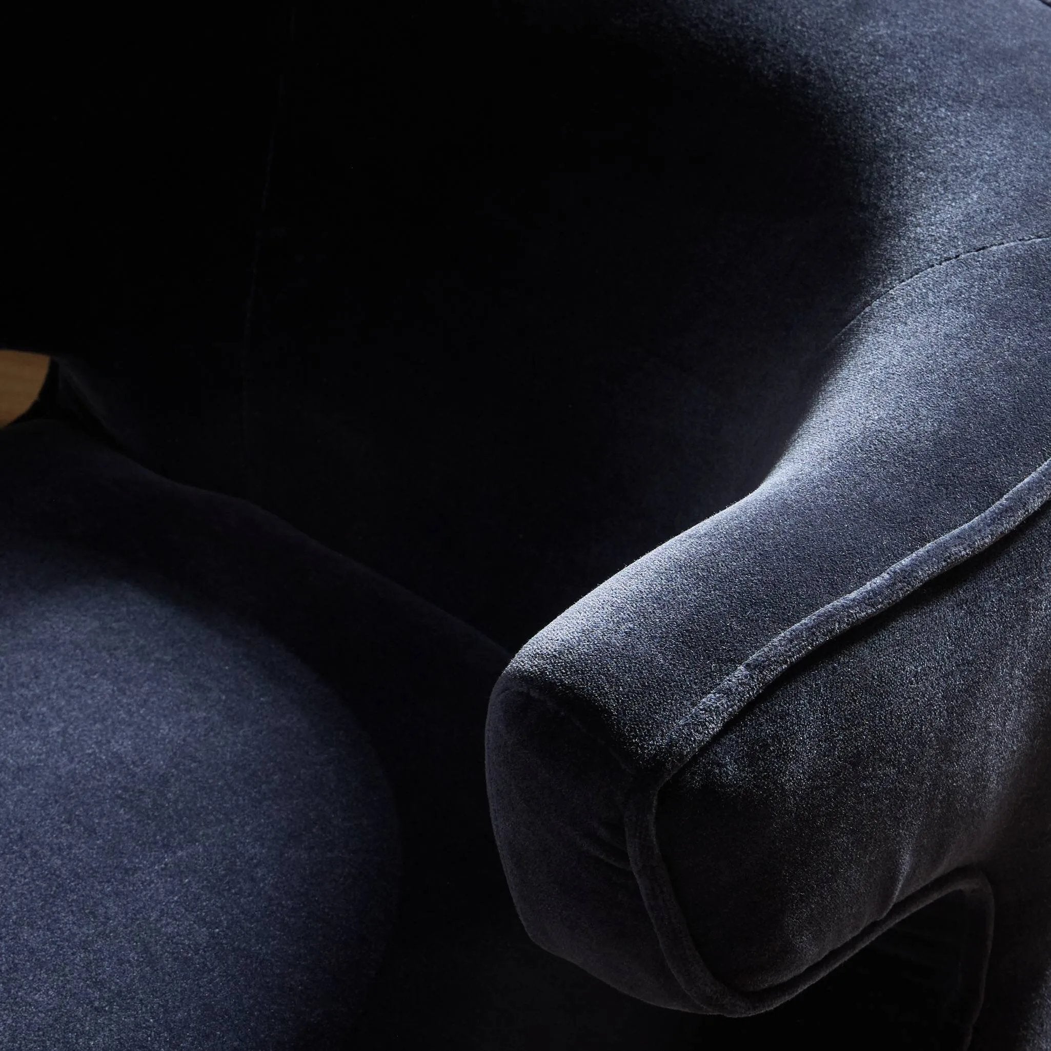 Featuring Dottie Monte Navy Swivel Chair by Four Hands at Amethyst Home. The continuous form of this swivel chair creates a sleek look that elevates everyday seating. Upholstered in navy wool blend, its sleek design is complemented by a 360-degree swivel and pedestal base of solid parawood for a mixed media moment. Overall Dimensions: 29.00"w x 33.75"d x 27.. Amethyst Home provides interior design, new home construction design consulting, vintage area rugs, and lighting in the Monterey metro area.