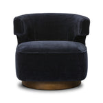 Featuring Dottie Monte Navy Swivel Chair by Four Hands at Amethyst Home. The continuous form of this swivel chair creates a sleek look that elevates everyday seating. Upholstered in navy wool blend, its sleek design is complemented by a 360-degree swivel and pedestal base of solid parawood for a mixed media moment. Overall Dimensions: 29.00"w x 33.75"d x 27.. Amethyst Home provides interior design, new home construction design consulting, vintage area rugs, and lighting in the Portland metro area.