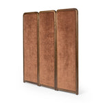 Featuring Duane Vintage Parawood Room Divider by Four Hands at Amethyst Home. Add privacy where you need it with a vintage-inspired room divider. Three long panels are upholstered in a rich rust-colored chenille and framed out by warm parawood. Overall Dimensions: 72.00"w x 1.50"d x 73.00"h. Amethyst Home provides interior design, new home construction design consulting, vintage area rugs, and lighting in the Des Moines metro area.