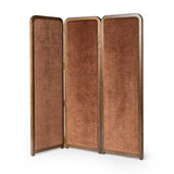 Featuring Duane Vintage Parawood Room Divider by Four Hands at Amethyst Home. Add privacy where you need it with a vintage-inspired room divider. Three long panels are upholstered in a rich rust-colored chenille and framed out by warm parawood. Overall Dimensions: 72.00"w x 1.50"d x 73.00"h. Amethyst Home provides interior design, new home construction design consulting, vintage area rugs, and lighting in the Nashville metro area.