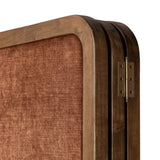 Featuring Duane Vintage Parawood Room Divider by Four Hands at Amethyst Home. Add privacy where you need it with a vintage-inspired room divider. Three long panels are upholstered in a rich rust-colored chenille and framed out by warm parawood. Overall Dimensions: 72.00"w x 1.50"d x 73.00"h. Amethyst Home provides interior design, new home construction design consulting, vintage area rugs, and lighting in the Salt Lake City metro area.