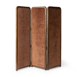 Featuring Duane Vintage Parawood Room Divider by Four Hands at Amethyst Home. Add privacy where you need it with a vintage-inspired room divider. Three long panels are upholstered in a rich rust-colored chenille and framed out by warm parawood. Overall Dimensions: 72.00"w x 1.50"d x 73.00"h. Amethyst Home provides interior design, new home construction design consulting, vintage area rugs, and lighting in the Scottsdale metro area.