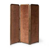 Featuring Duane Vintage Parawood Room Divider by Four Hands at Amethyst Home. Add privacy where you need it with a vintage-inspired room divider. Three long panels are upholstered in a rich rust-colored chenille and framed out by warm parawood. Overall Dimensions: 72.00"w x 1.50"d x 73.00"h. Amethyst Home provides interior design, new home construction design consulting, vintage area rugs, and lighting in the Scottsdale metro area.