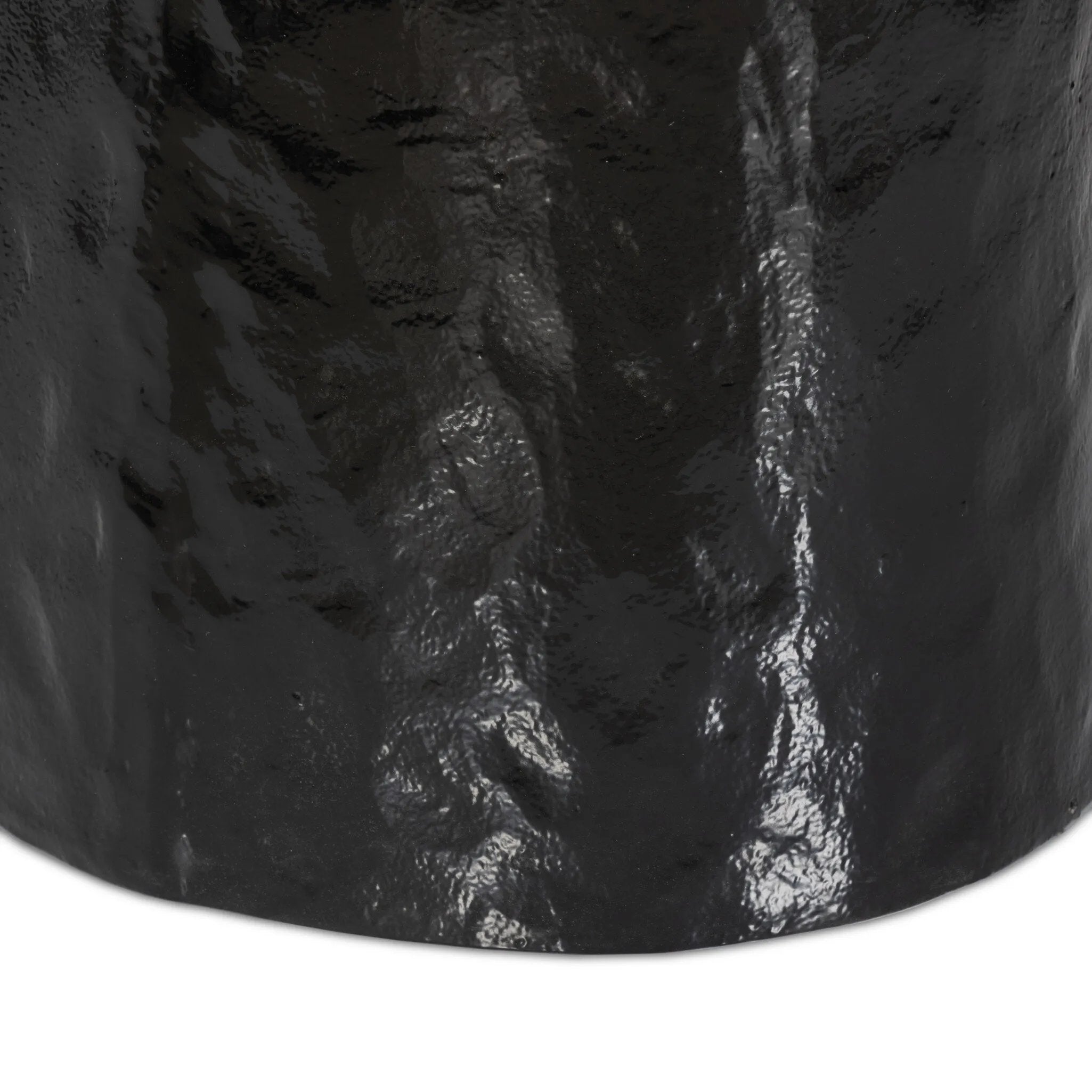 Add an organic element anywhere. Made from cast aluminum with a glossy black finish, a fluid-shaped end table makes a major material statement in any space. With a spacious top, it's perfectly sized for your favorite book and nightcap.As lovers of natural style at Amethyst, we love the nature inspired Dulcie End Table. Amethyst Home provides interior design, new home construction design consulting, vintage area rugs, and lighting in the Kansas City metro area.