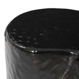 Add an organic element anywhere. Made from cast aluminum with a glossy black finish, a fluid-shaped end table makes a major material statement in any space. With a spacious top, it's perfectly sized for your favorite book and nightcap.As lovers of natural style at Amethyst, we love the nature inspired Dulcie End Table. Amethyst Home provides interior design, new home construction design consulting, vintage area rugs, and lighting in the Newport Beach metro area.