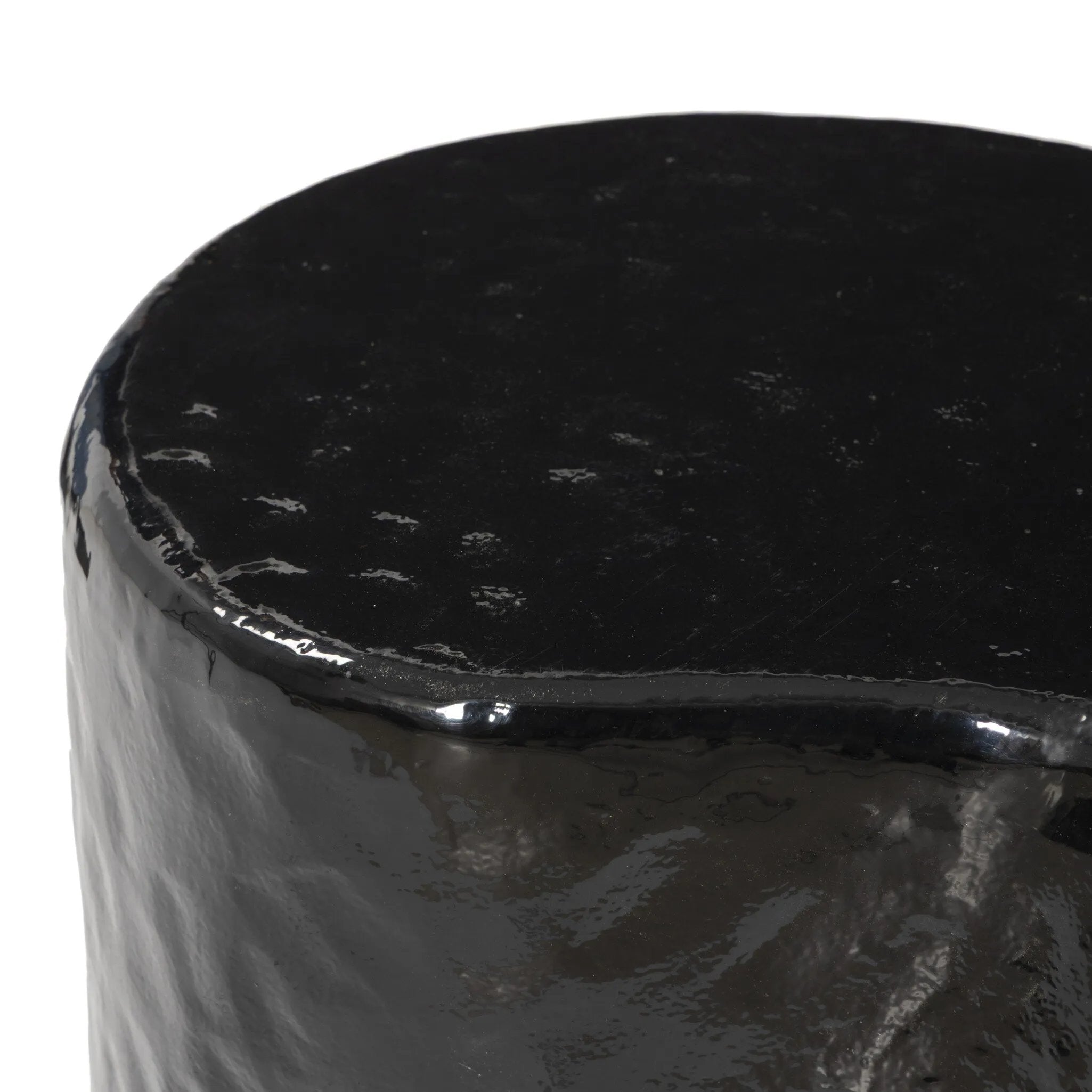 Add an organic element anywhere. Made from cast aluminum with a glossy black finish, a fluid-shaped end table makes a major material statement in any space. With a spacious top, it's perfectly sized for your favorite book and nightcap.As lovers of natural style at Amethyst, we love the nature inspired Dulcie End Table. Amethyst Home provides interior design, new home construction design consulting, vintage area rugs, and lighting in the Newport Beach metro area.