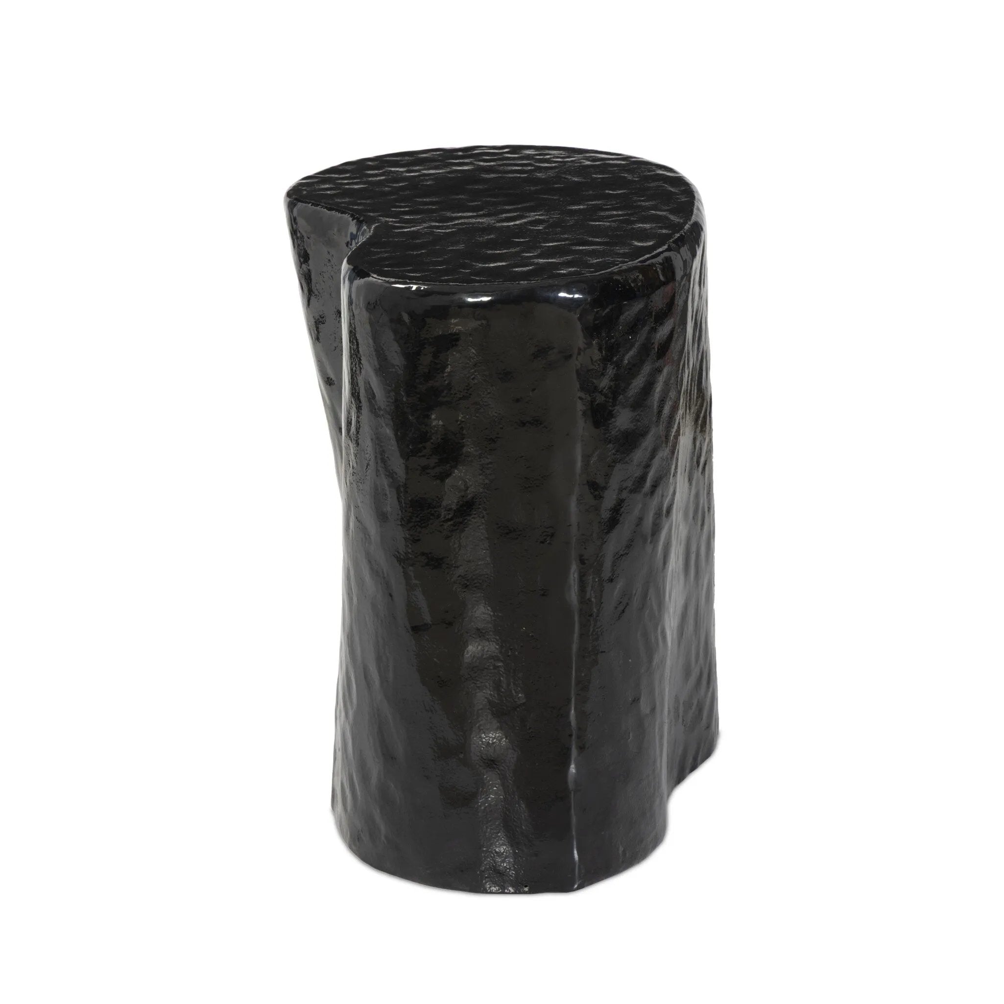 Add an organic element anywhere. Made from cast aluminum with a glossy black finish, a fluid-shaped end table makes a major material statement in any space. With a spacious top, it's perfectly sized for your favorite book and nightcap.As lovers of natural style at Amethyst, we love the nature inspired Dulcie End Table. Amethyst Home provides interior design, new home construction design consulting, vintage area rugs, and lighting in the Park City metro area.
