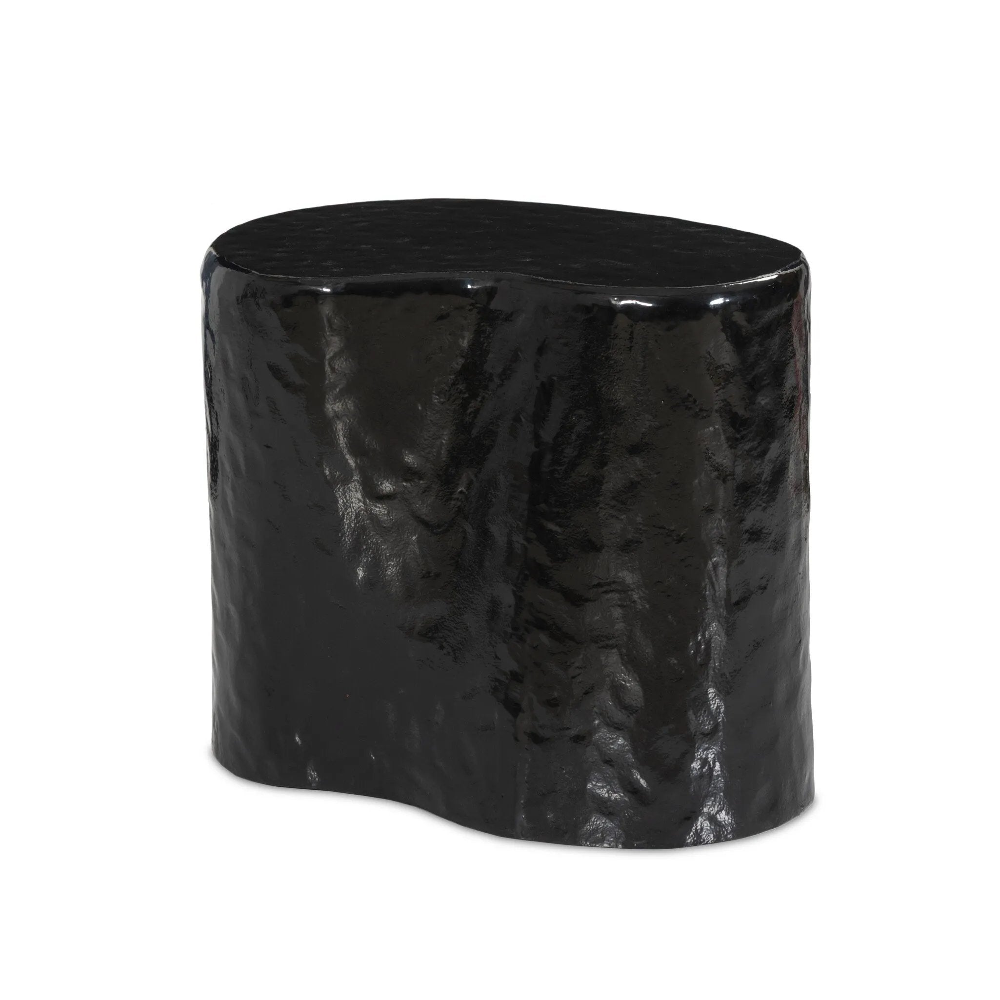Add an organic element anywhere. Made from cast aluminum with a glossy black finish, a fluid-shaped end table makes a major material statement in any space. With a spacious top, it's perfectly sized for your favorite book and nightcap.As lovers of natural style at Amethyst, we love the nature inspired Dulcie End Table. Amethyst Home provides interior design, new home construction design consulting, vintage area rugs, and lighting in the Portland metro area.