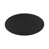 Anchor your space in shape with a beautifully contoured coffee table of worn black resin designed to mimic oak. Rounded oval top features reverse bullnose edging for a design-forward touch Amethyst Home provides interior design, new home construction design consulting, vintage area rugs, and lighting in the Kansas City metro area.