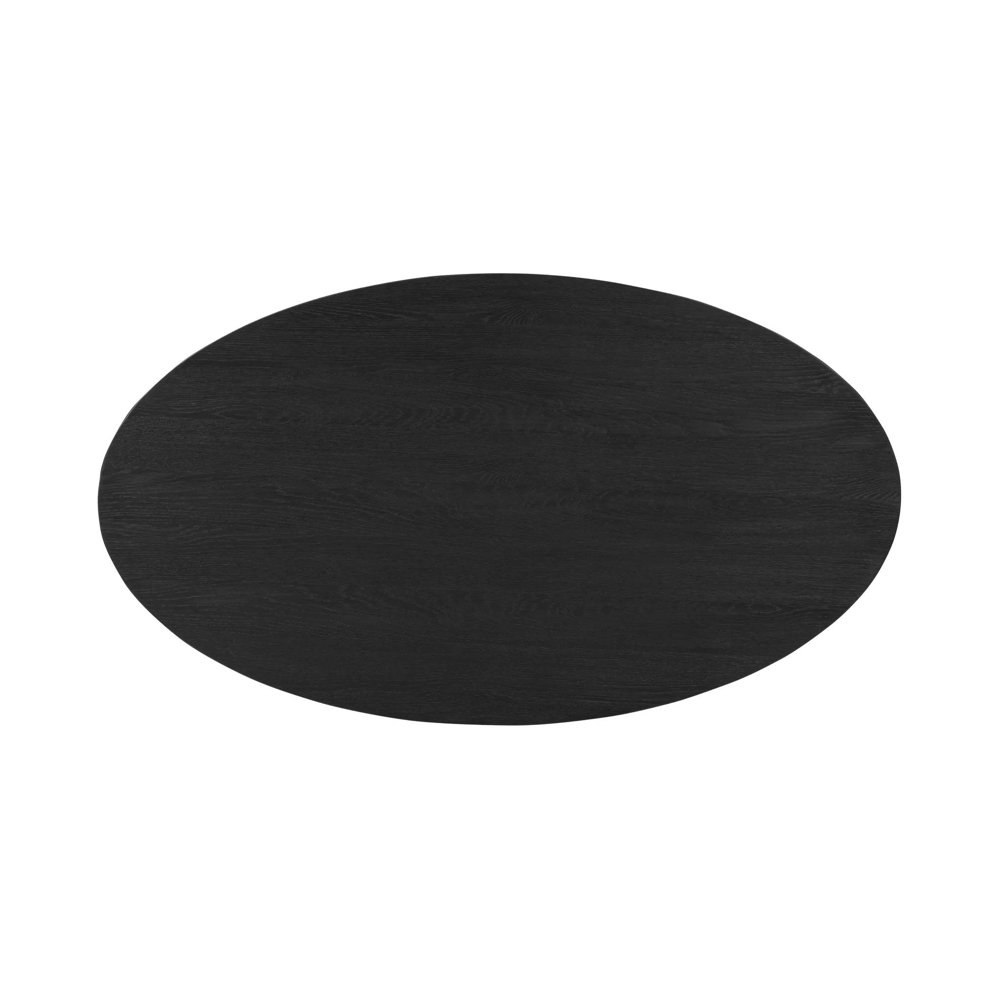 Anchor your space in shape with a beautifully contoured coffee table of worn black resin designed to mimic oak. Rounded oval top features reverse bullnose edging for a design-forward touch Amethyst Home provides interior design, new home construction design consulting, vintage area rugs, and lighting in the Kansas City metro area.