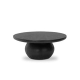 Anchor your space in shape with a beautifully contoured coffee table of worn black resin designed to mimic oak. Rounded oval top features reverse bullnose edging for a design-forward touch Amethyst Home provides interior design, new home construction design consulting, vintage area rugs, and lighting in the Scottsdale metro area.