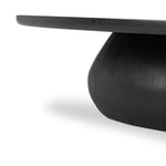 Anchor your space in shape with a beautifully contoured coffee table of worn black resin designed to mimic oak. Rounded oval top features reverse bullnose edging for a design-forward touch Amethyst Home provides interior design, new home construction design consulting, vintage area rugs, and lighting in the Winter Garden metro area.